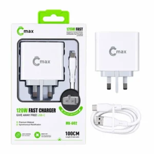 120W Fast Charger with Type-C Cable QC3.0 6A - C Max MX-002@ ido.lk
