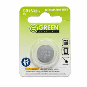 CR1632 3V Lithium Battery for Car Smart Key Calculator (1-Pcs) - Green Electric