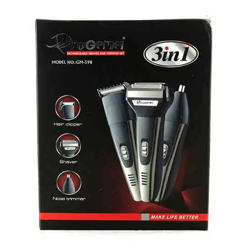Gemei GM-598 3x1 Rechargeable Multi Function Shaver