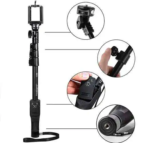 Yunteng YT 1288 Bluetooth Selfie Stick - Black, with Remote - Image 2