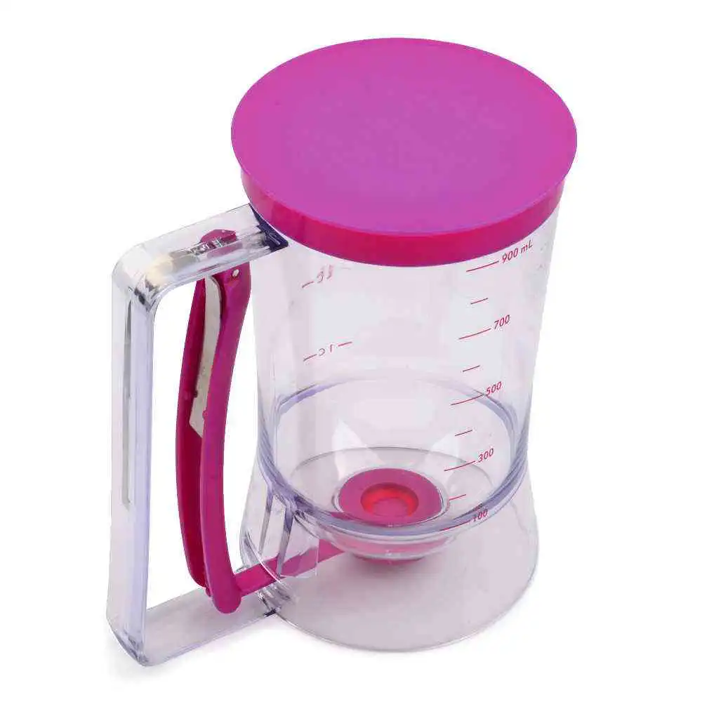 HIPSTEEN 900ml Handle Cake Making Helper Cup Pastry Batter Dispenser with Measuring Label Manual Pancake Cream Containers