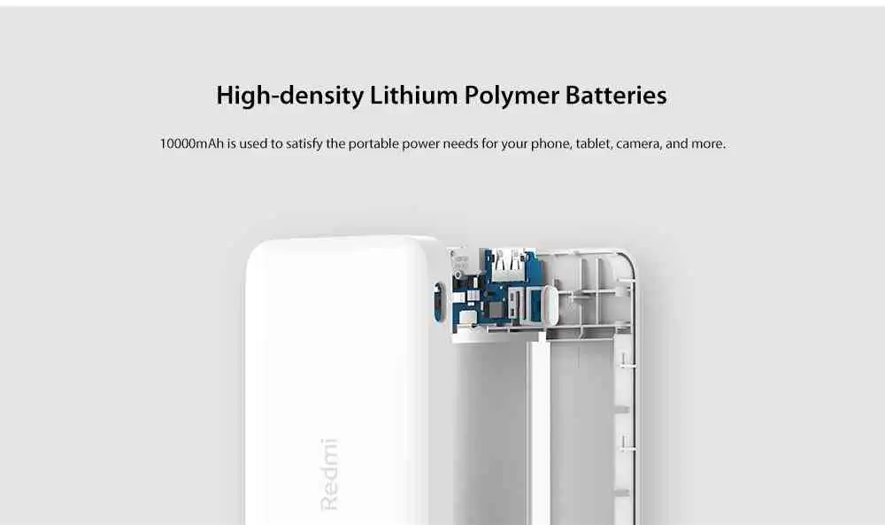 Xiaomi PB100LZM Redmi Power Bank 10000mAh Dual Input / Output Ports / 18W Charging Standard Version- White
