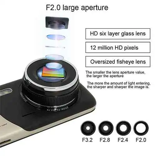 Car DVR Camera Dual Lens Full HD 1080P 4 Inch