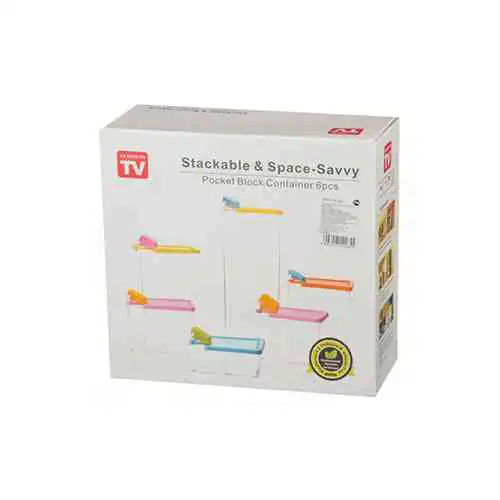 Stackable & Space- Savvy Pocket Block Container Set of 6 Pcs