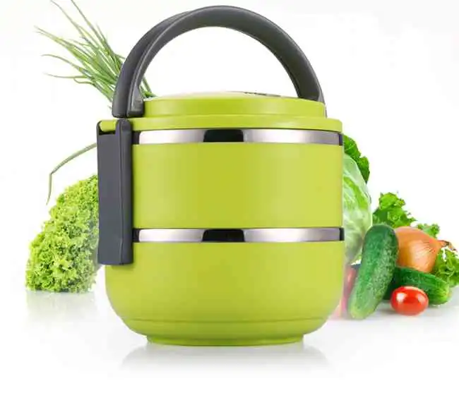 2 Layers Stainless Steel Bento Lunch Box Portable Thermal Insulation Lunch Box