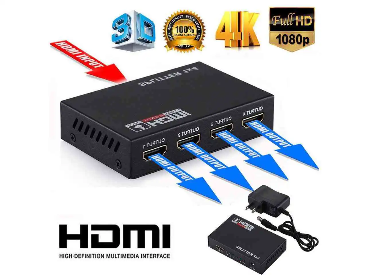 HD 4K 4 Port HDMI Splitter Hub: Buy Port HDMI Splitter Best Price in Sri Lanka | ido.lk 