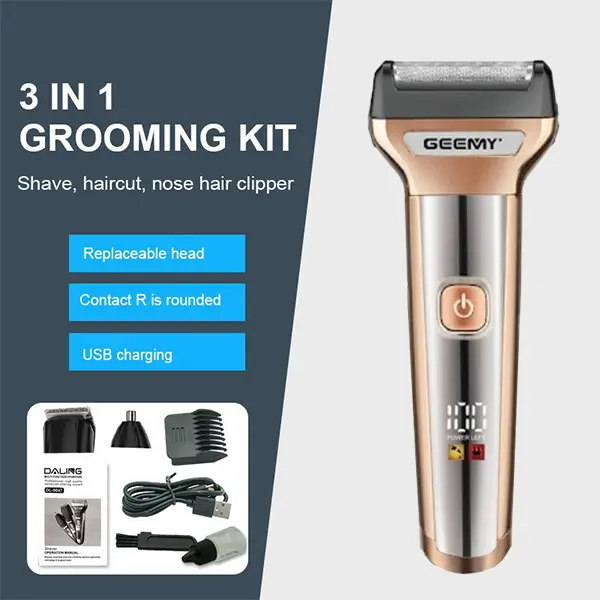 Gemmy GM8075 3in1 Rechargeable Trimmer and Shaver@ ido.lk