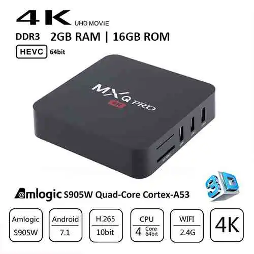 MXQ Pro 4K Android TV Box with 2GB RAM/16GB ROM