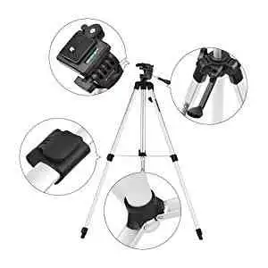 Adjustable-height tripod made of lightweight aluminum