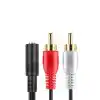 3.5mm Aux Female To 2 RCA Male Jack Adapters Audio Y Cable Splitter