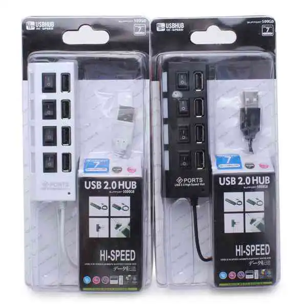 4 Port USB 2.0 Hub High Speed Mini USB Hub Adapter With LED Indicator For Phones