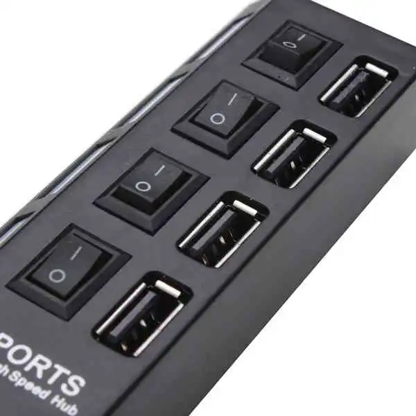 4 Port USB 2.0 Hub High Speed Mini USB Hub Adapter With LED Indicator For Phones