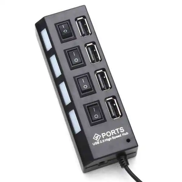 4 Port USB 2.0 Hub High Speed Mini USB Hub Adapter With LED Indicator For Phones