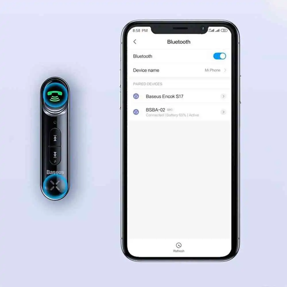 Baseus Qiyin AUX Car Bluetooth Receiver Black x