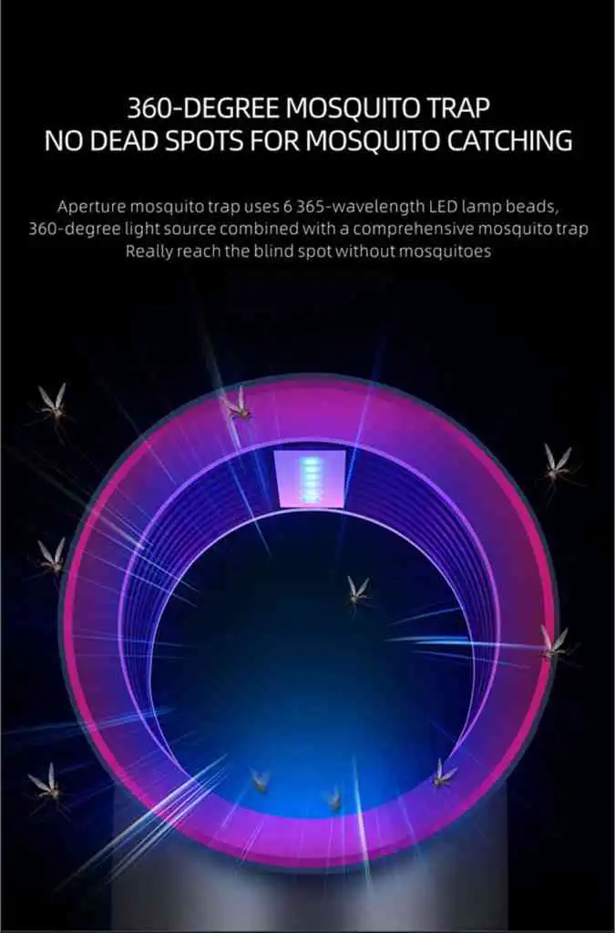 Electric Mosquito Killer Lamp Portable Mute Pure physical 365nm Light Wave Photocatalyst Insect Pest Trap Lamp For Home Outdoor Camping USB Version 189 - Grey