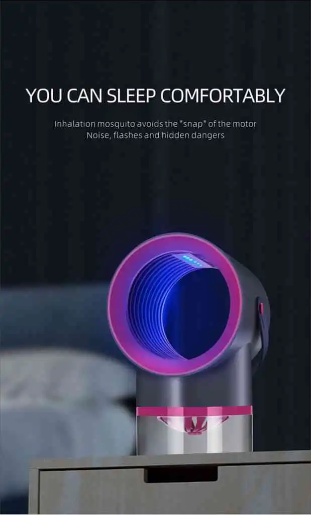 Electric Mosquito Killer Lamp Portable Mute Pure physical 365nm Light Wave Photocatalyst Insect Pest Trap Lamp For Home Outdoor Camping USB Version 189 - Grey