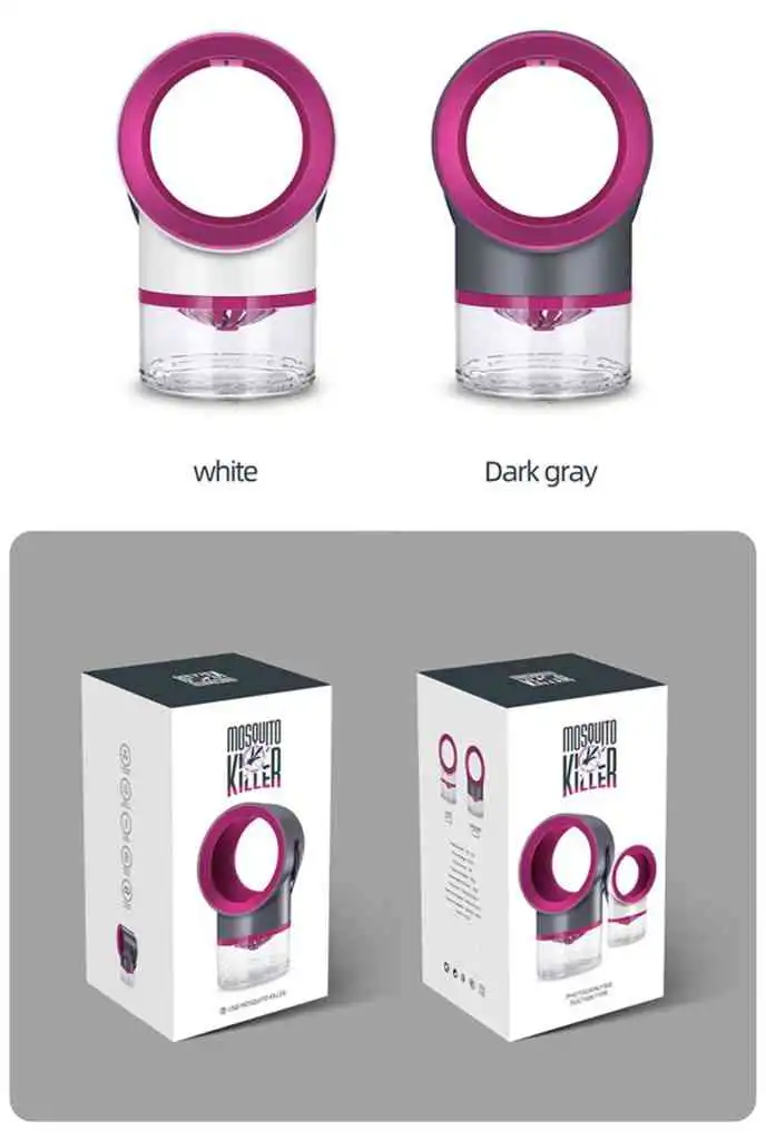 Electric Mosquito Killer Lamp Portable Mute Pure physical 365nm Light Wave Photocatalyst Insect Pest Trap Lamp For Home Outdoor Camping USB Version 189 - Grey