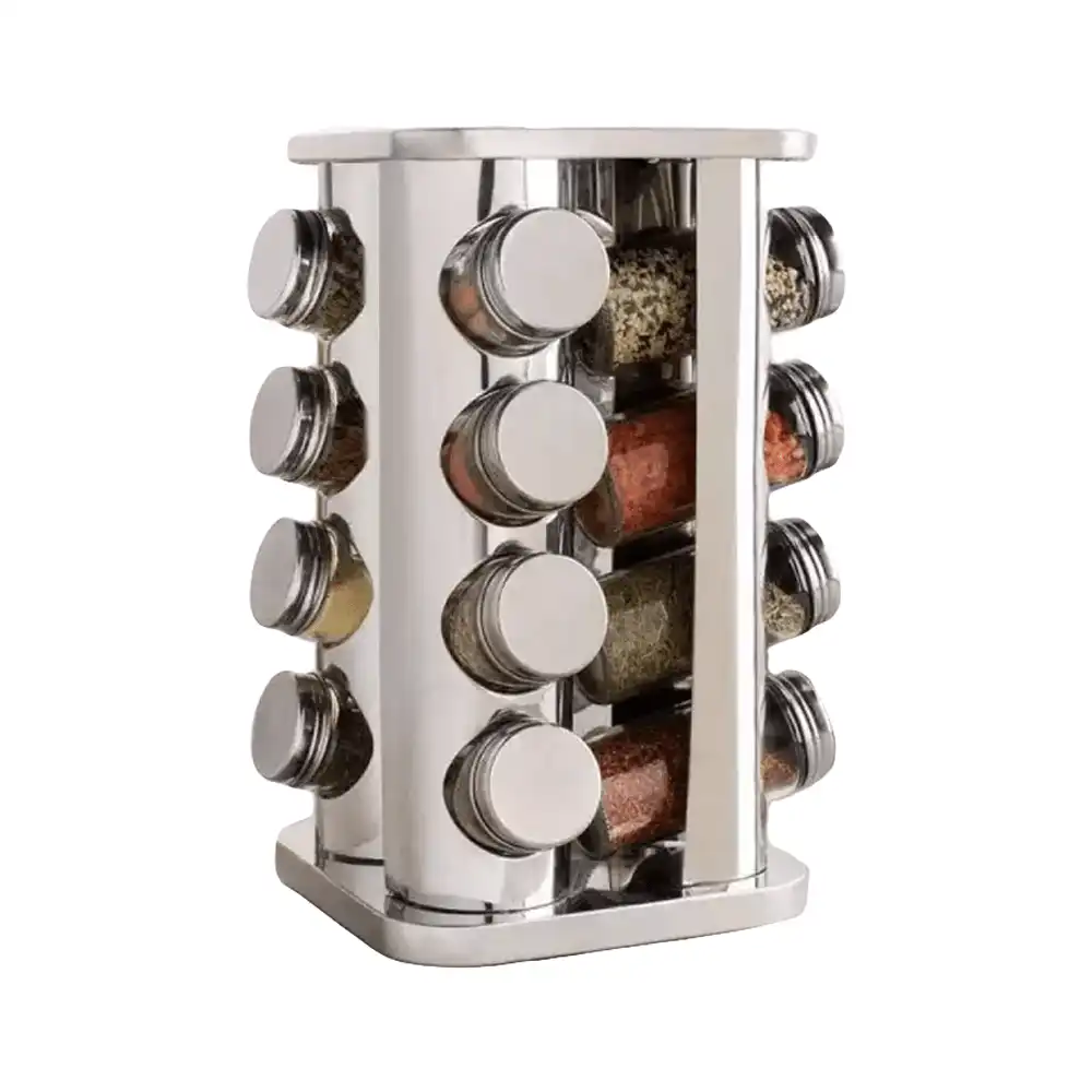 Stainless Steel Spice Rack - 16 Jars | E-valy Limited - Online shopping mall