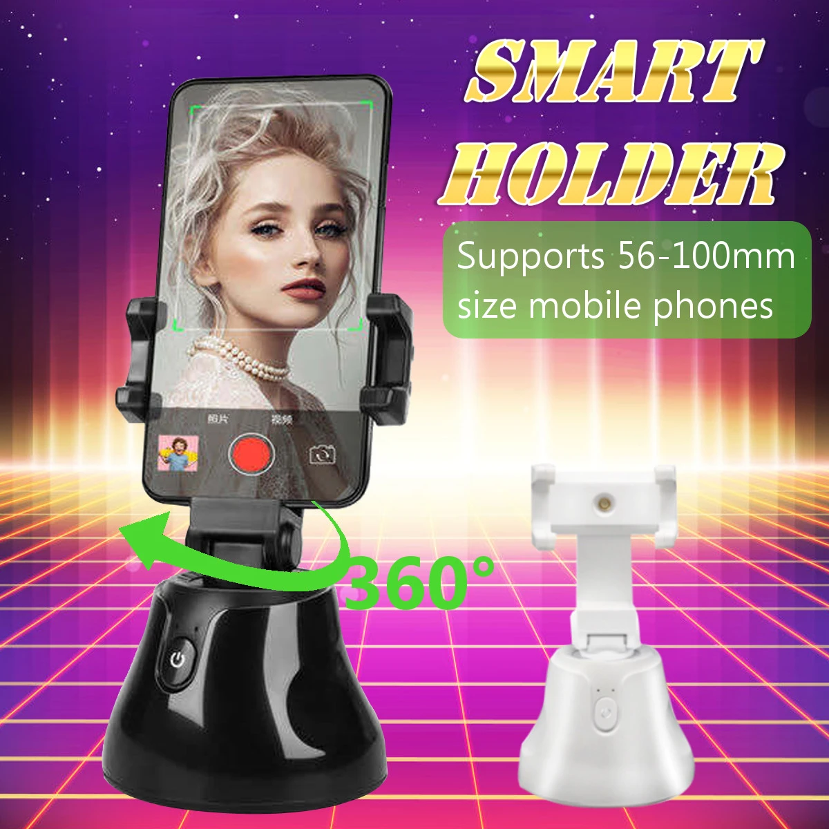Smart Shooting Camera Phone Holder Auto Face Tracking Intelligent Gimbal Object Tracking Selfie Stick 360 Degree Rotation Phone Stabilizer