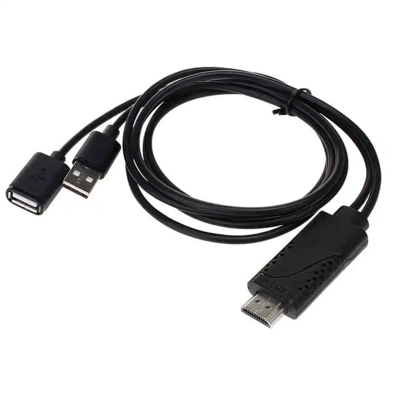 USB Male + USB 2.0 Female to HDMI Phone to HDTV Adapter Cable, For iPhone / Galaxy / Huawei / Xiaomi / LG / LeTV / Google and Other Smart Phones (Black) USB Male + USB 2.0 Female to HDMI Phone to HDTV Adapter Cable, For iPhone / Galaxy / Huawei / Xiaomi / LG / LeTV / Google and Other Smart Phones (Black)