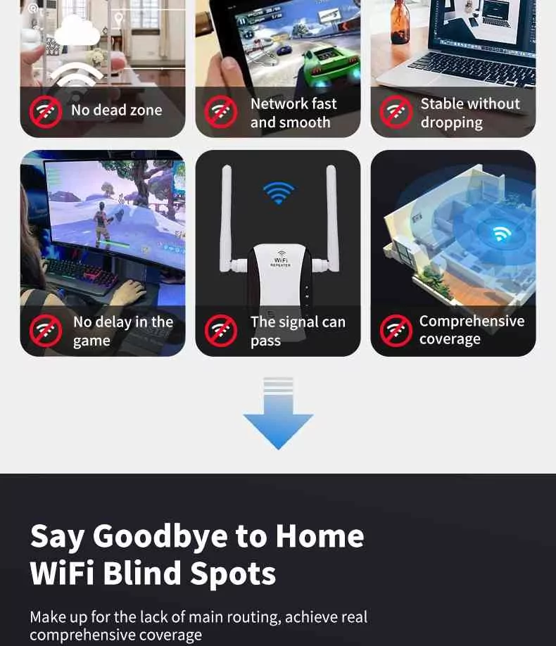 WiFi Repeater Range Extender Booster 300Mbps