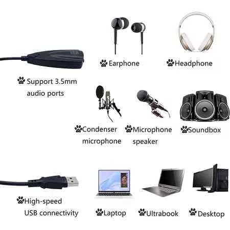 USB External Sound Cards 7.1Surround Card 12 Channel Sound Adapter Equalizer USB 2.0 Steel Sound 5hv2 Channel Converter