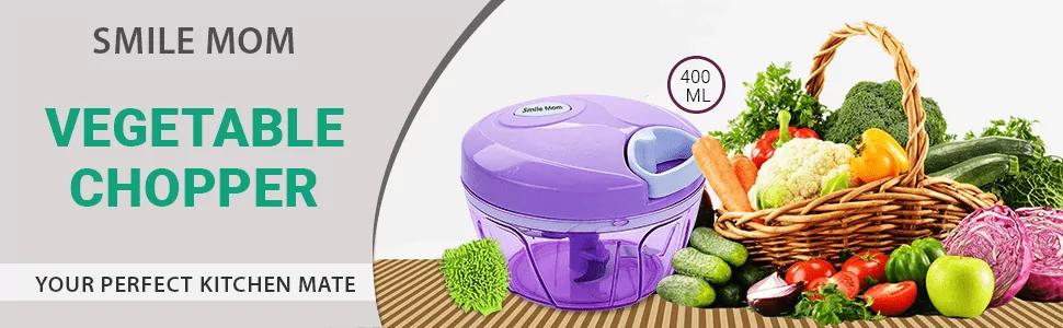 Buy Smile Mom Handy Vegetable Chopper, Cutter for Kitchen, 3 Stainless Steel Blade (400 ml) With Microfiber Gloves Online at Low Prices in India - Amazon.in