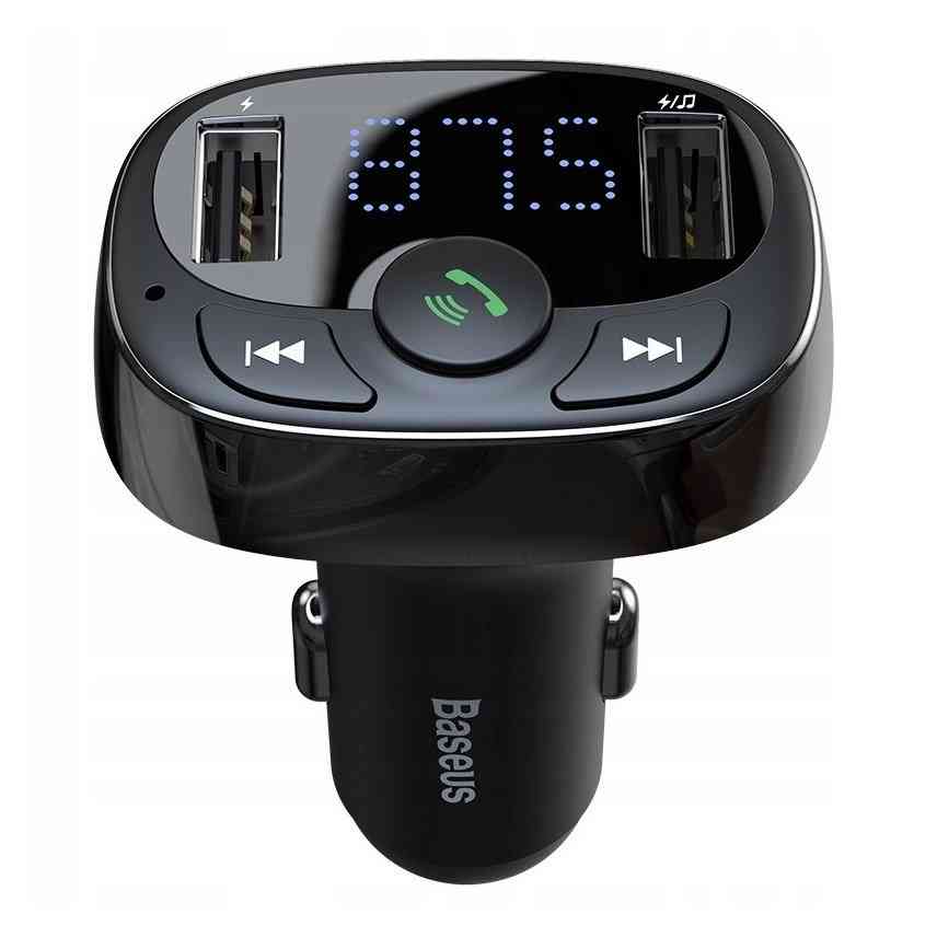FM Transmitter Baseus T-Typed Bluetooth, mp3,2x USB TF microSD c