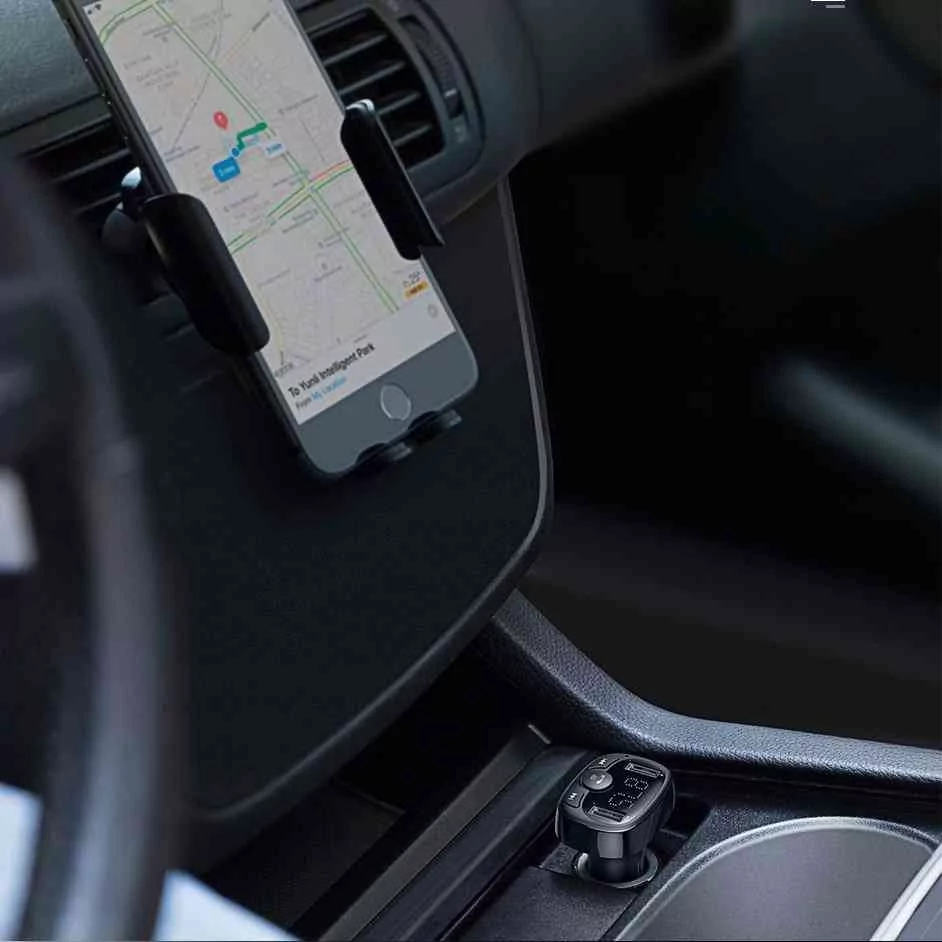 FM Transmitter Baseus T-Typed Bluetooth, mp3,2x USB TF microSD c