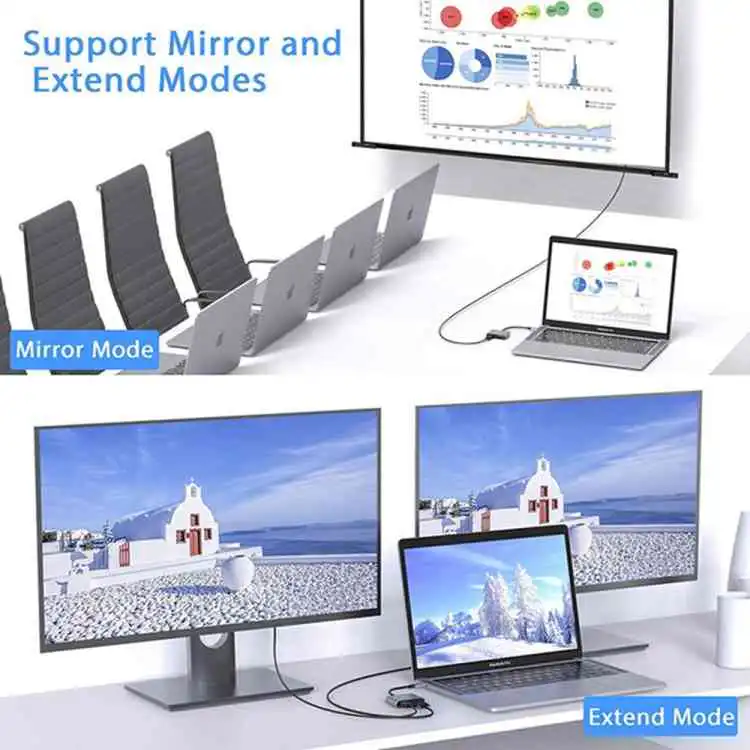USB C to HUB PD HDMI VGA Adapter 4K 4-in-1