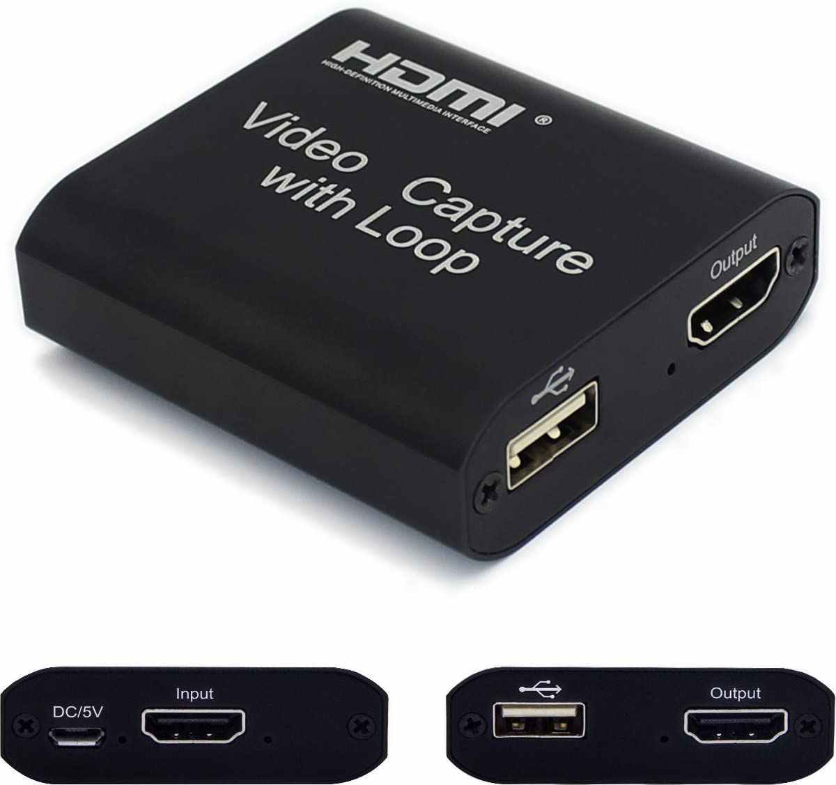 4k Audio Video Capture Card with Loop Out HDMI To HDMI USB 2.0 for Phone PS4 Game Live Video Streaming Record