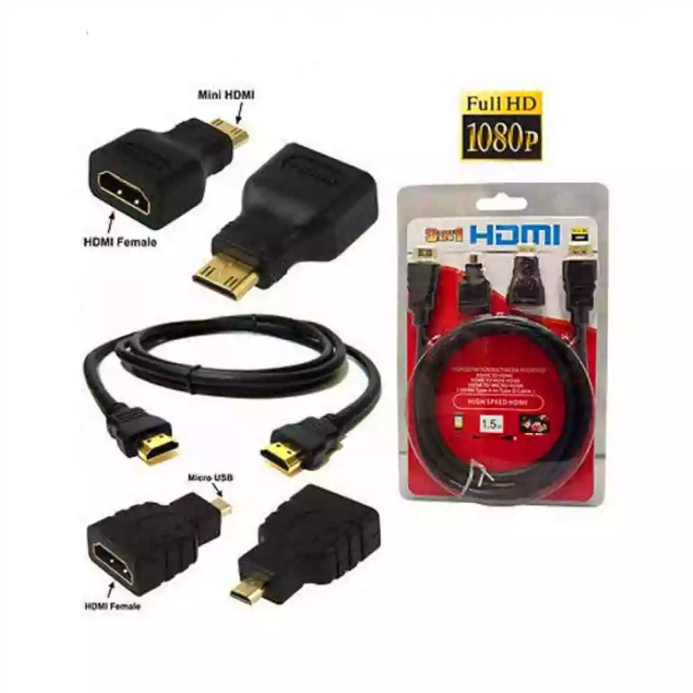 3 in 1 HDTV Cable Mini HDMI to HDMI Cable