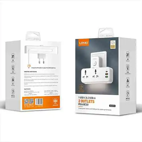 LDNIO Power Socket 2 Port with 2 USB and 1 USB-C PD & QC3.0 UK Plug @ido.lk
