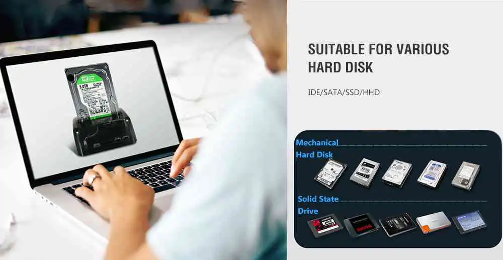 S8 Multifunction Hard Drive Base Dual Position for IDE / SATA 2.5 / 3.5 inch HDD / SSD - Transparent AU Plug