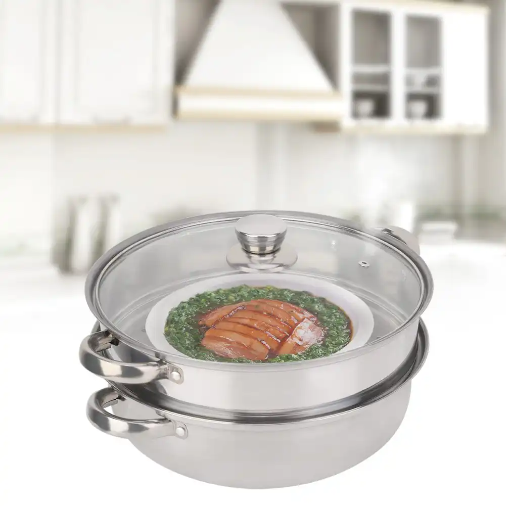 Stainless Steel Cookware Steamer Pot Cooker Double Boiler Soup Steaming Pot 27cm/11in 2-Layer