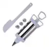 Cake Decorating Piping Gun Pastry Icing Steel Gun 4 Nozzle Tip Set@ido.lk