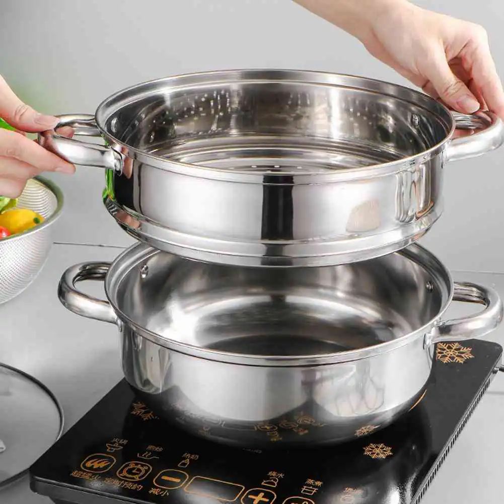 Stainless Steel Steamer Pot Cooker Double Boiler Soup Steaming Pot