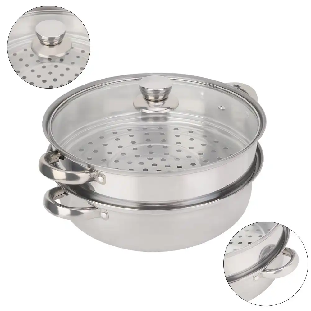 Stainless Steel Steamer Pot Cooker Double Boiler Soup Steaming Pot