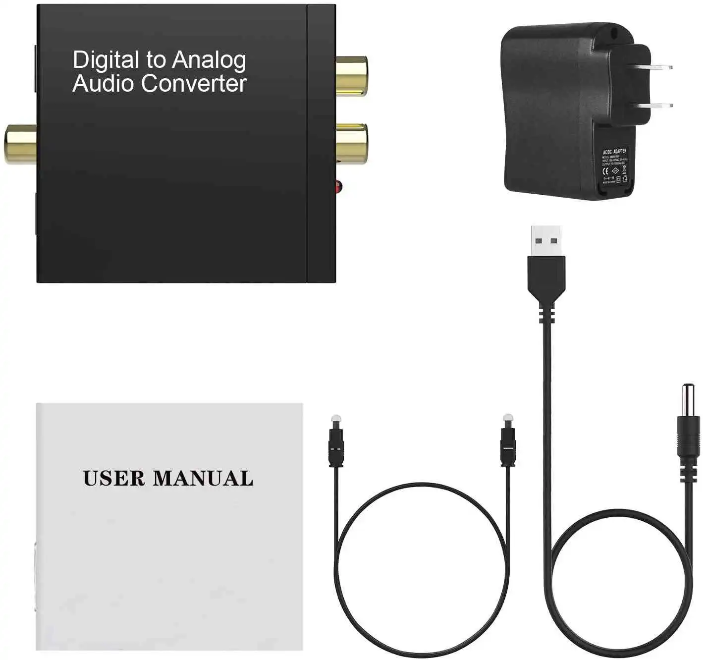 192KHz Analog Audio Converter DAC SPDIF Coaxial Optical Convert to L/R RCA, Toslink Optical to 3.5mm Jack Audio Adapter for PS4 HD DVD Home Cinema Systems