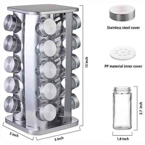 20 Jar Steel Spice Rack Kitchen Seasoning Organizer@ido.lk
