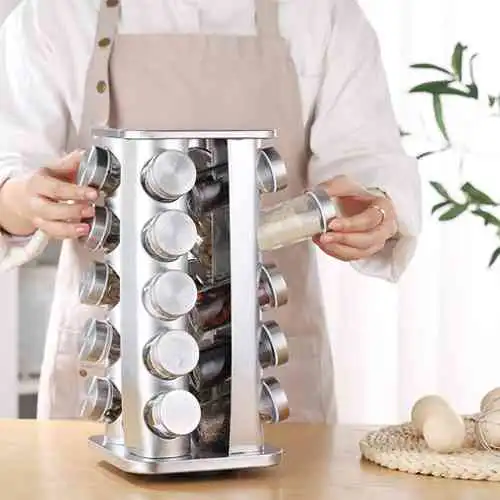20Pcs Steel Spice Rack Kitchen Seasoning Organizer@ ido.lk