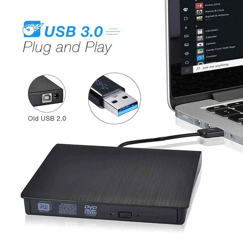 Slim Portable Optical Drive for Asus Samsung Acer Dell HP Laptop PC | ido.lk
