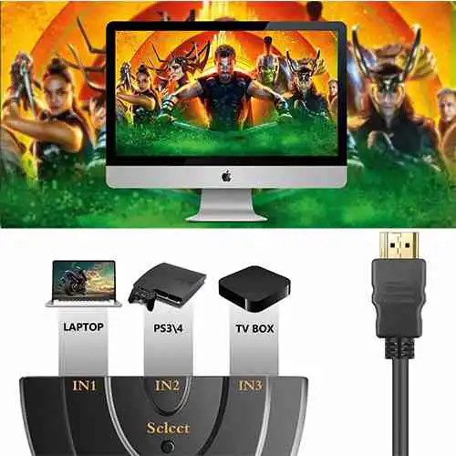 3 in 1 HDMI Switch 3 in 1 out Port Hub Switcher @ido.lk