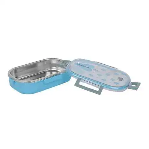 Stainless Steel & Plastic Double Wall Lunch Box with Air Tight Spill Proof Lid - Image 3