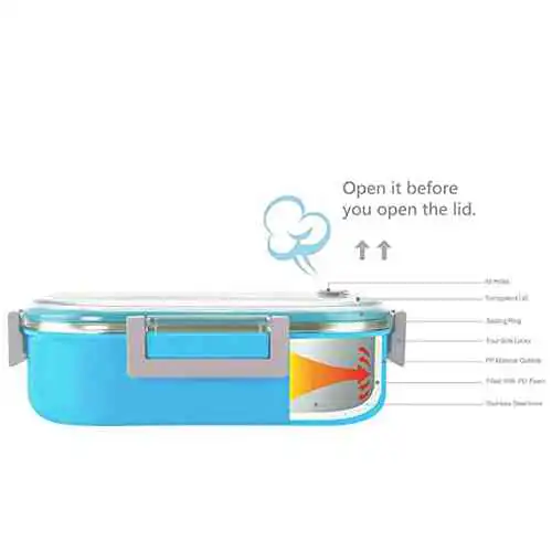Stainless Steel & Plastic Double Wall Lunch Box@ido.lk