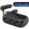 3 Port Car Cigarette Lighter Splitter with Dual USB Ports Car Charger@ ido.lk
