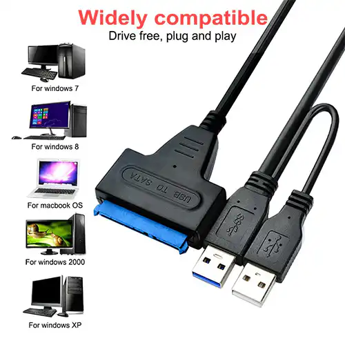 USB 3.0 To SATA Cable Adapter Dual USB SATA Cable @ ido.lk