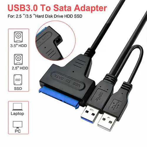 USB 3.0 To SATA Cable Adapter Dual USB SATA Cable @ido.lk