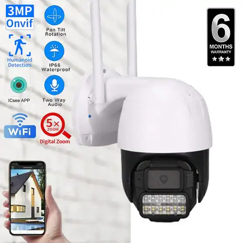3MP WiFi PTZ Camera ICsee Outdoor Security Camera@ido.lk