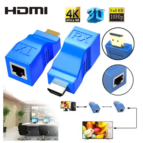 30M HDMI Extender HDMI to RJ45 Network Cable Converter @ido.lk